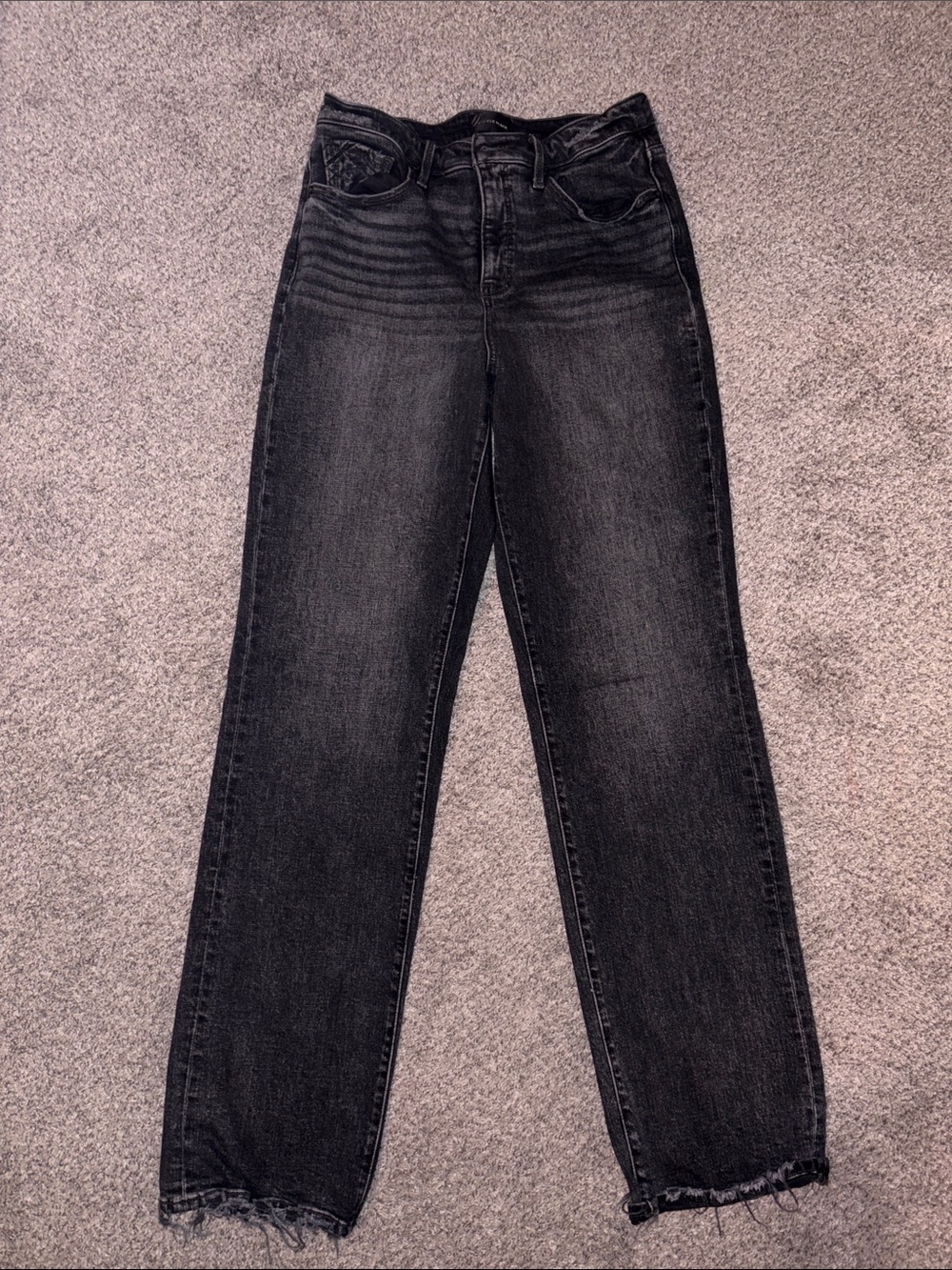 Buckle Straight Leg Black Washed Jeans